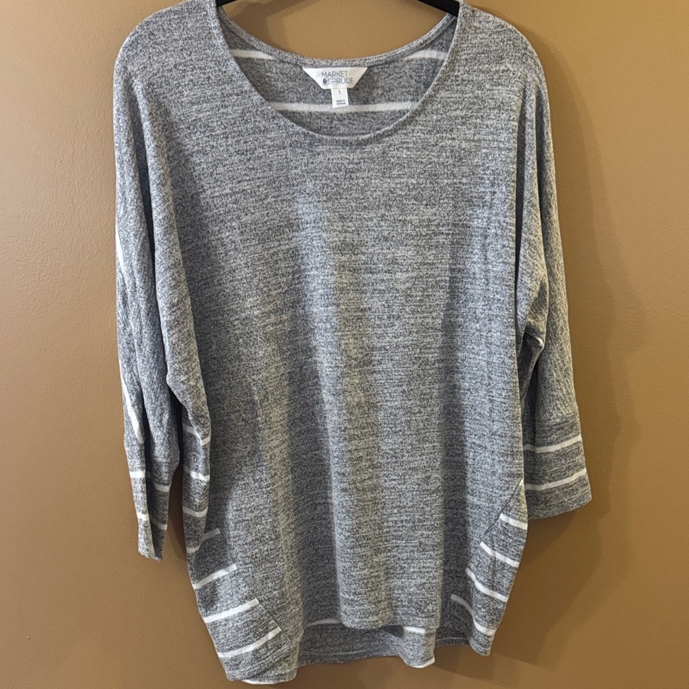 Market & Spruce Heather Gray Knit Top